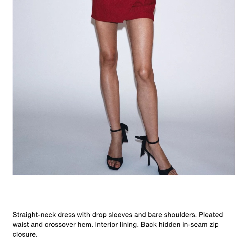 Zara NWT cherry red asymmetrical ruched mini dress - Picture 2 of 9